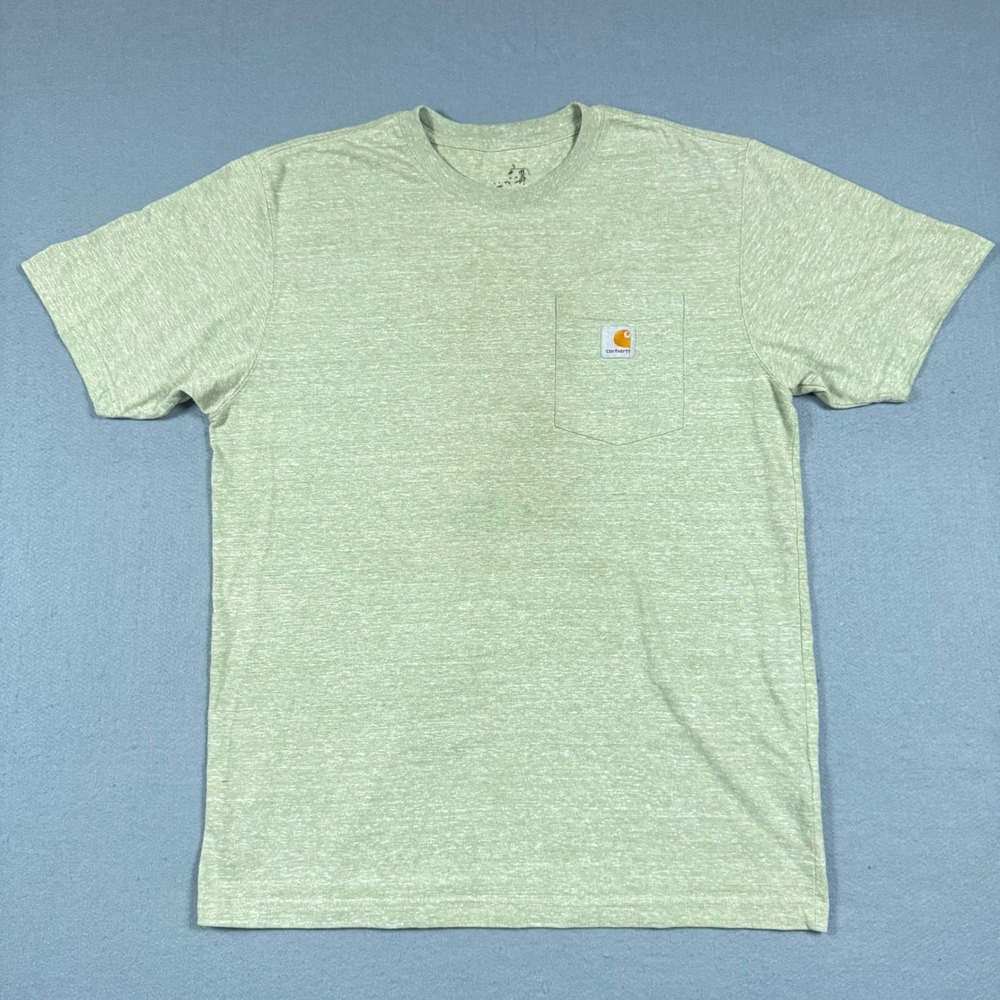 Carhartt Mens K87 Pocket T-Shirt Light Greenish Grey Heather Short Sleeve Large